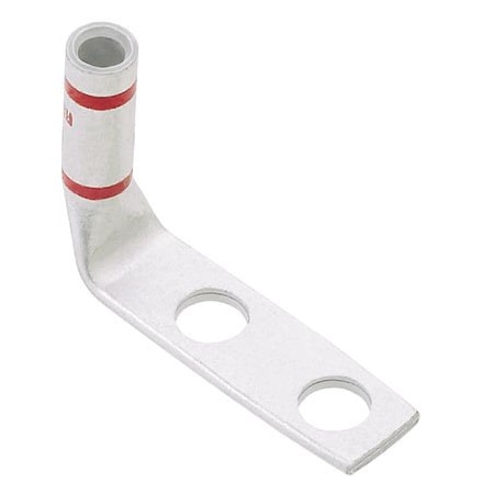 Panduit Two-Hole Compression Lug, 2 AWG Max, Long Barrel, Copper, Brown LCCX2-14AF-E